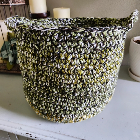 Handmade Crochet Scrappy Basket - Picture 6 of 9